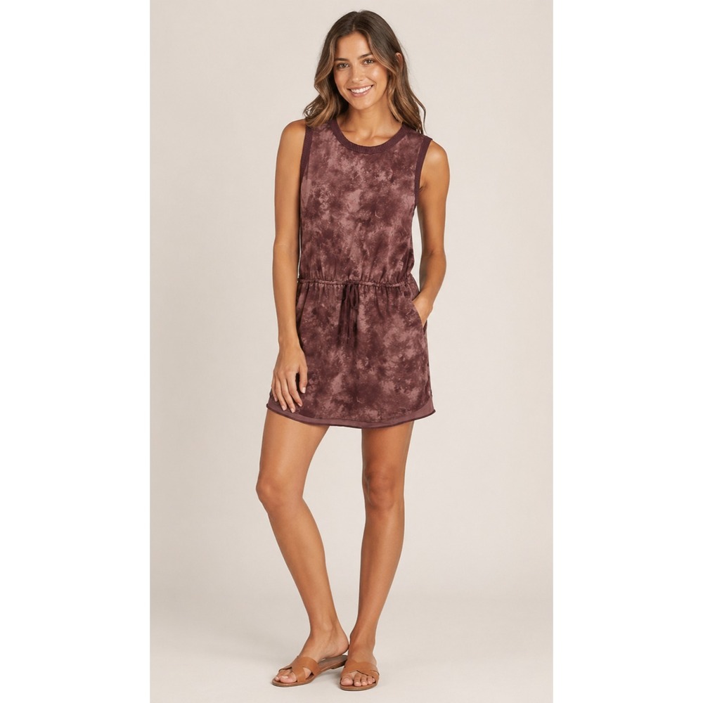 Athleta Athletic Dress Womens Small Pink Tie Dye Polyester Drawstring HOLE